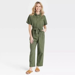 Olive Green Utility Jumpsuit